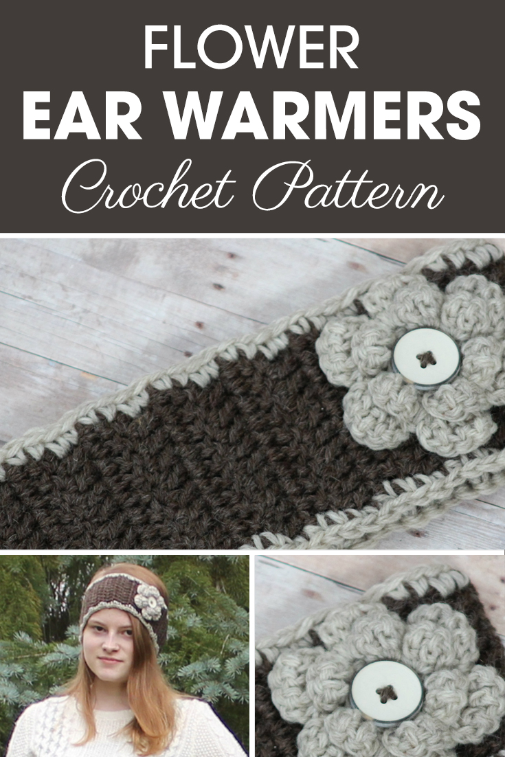 These flower ear warmers are perfect for teens to adults! Don't know a stitch? Follow the links in the abbreviations! Want to make these ear warmers exactly the same way? Get the exact same yarn listed in the materials! #crochet #crochetlove #crochetaddict #crochetpattern #crochetinspiration #ilovecrochet #crochetgifts #crochet365 #addictedtocrochet #yarnaddict #yarnlove #crochethat