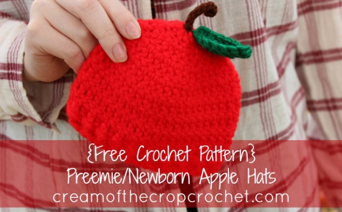 Cream Of The Crop Crochet ~ Preemie/Newborn Apple Hats {Free Crochet Pattern}