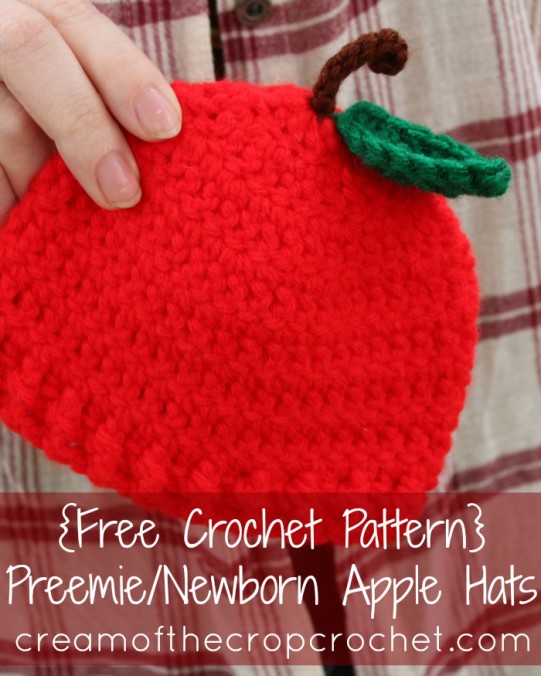 Cream Of The Crop Crochet ~ Preemie/Newborn Apple Hats {Free Crochet Pattern}