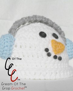 Cream Of The Crop Crochet ~ Preemie/Newborn Earmuff Snowman Hats {Free Crochet Pattern}