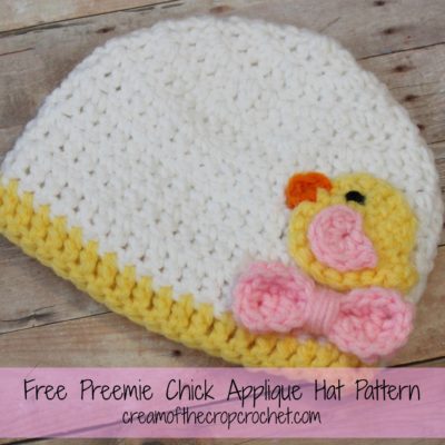 Preemie Newborn Chick Applique Hat Crochet Pattern