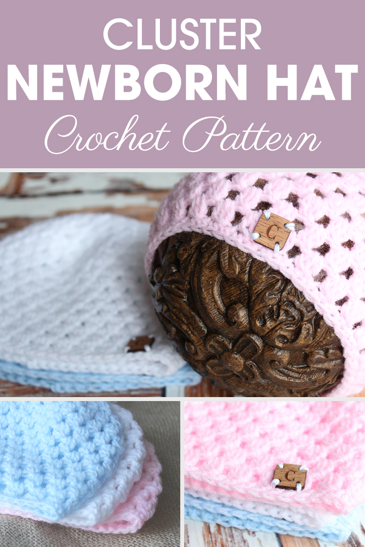 Try this Cluster Newborn Hat crochet pattern for an adorable little newborn with Ashley's video tutorial! #crochet #crochetlove #crochetaddict #crochetpattern #crochetinspiration #ilovecrochet #crochetgifts #crochet365 #addictedtocrochet #yarnaddict #yarnlove #crochethat