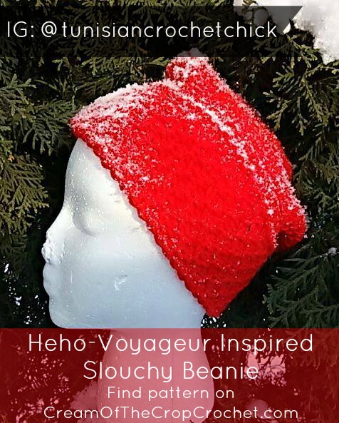 Cream Of The Crop Crochet ~ Heho-Voyageur Inspired Slouchy Beanie ~ Tunisian Crochet Chick {Free Crochet Pattern}