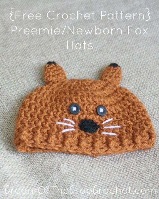 Cream Of The Crop Crochet ~ Preemie/Newborn Fox Hats {Free Crochet Pattern}