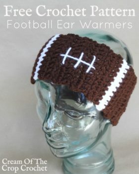 Football Ear Warmers Crochet Pattern | Cream Of The Crop Crochet