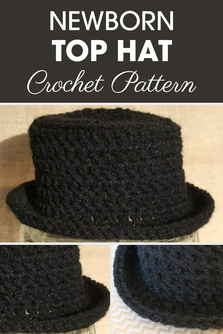 This Newborn Top Hat is great for a photo prop. #crochet #crochetlove #crochetaddict #crochetpattern #crochetinspiration #ilovecrochet #crochetgifts #crochet365 #addictedtocrochet #yarnaddict #yarnlove #newbornhat