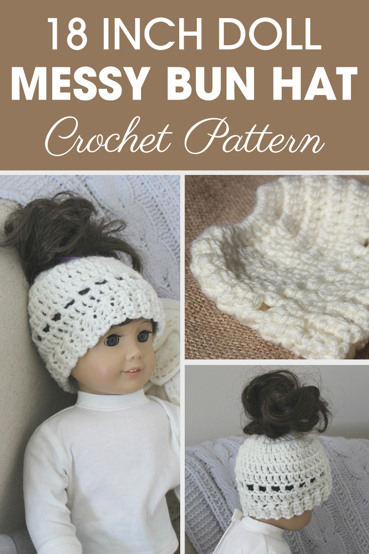 Your little girl will want the 18 Inch Doll Madison Messy Bun Hat for her doll to match hers as well! #crochet #crochetlove #crochetaddict #crochetpattern #crochetinspiration #ilovecrochet #crochetgifts #crochet365 #addictedtocrochet #yarnaddict #yarnlove #crochethat #dollhat