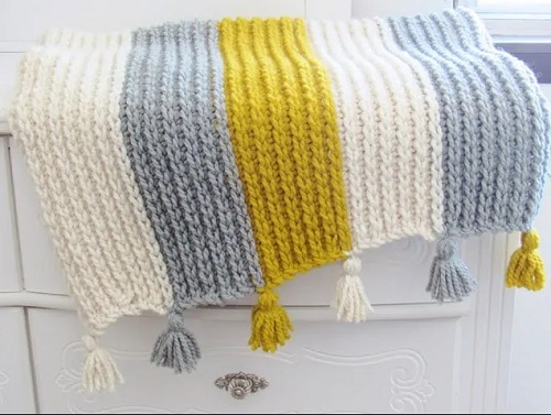 Knit Look Chunky Afghan Blanket