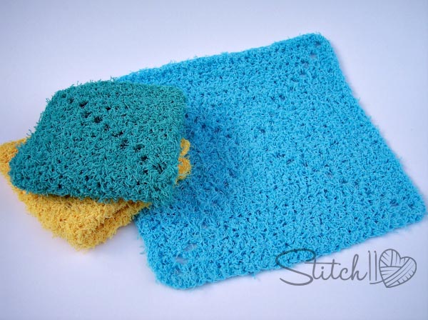 Simple Square Scubby Dishcloth - Crochet dishcloth patterns are fun to work up and faster than any others. #EasyCrochetDishclothPatterns #crochetpatterns #dishclothpatterns #crochetaddict