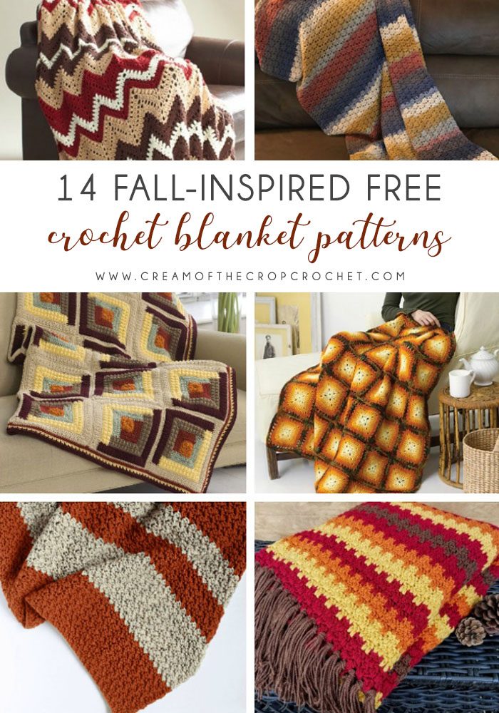 14 Fall-Inspired Free Crochet Blanket Patterns - We’re celebrating the arrival of Fall by putting together these Fall-inspired free crochet blanket patterns. #freecrochetblanketpatterns #crochetpatterns #fallcrochetblankets