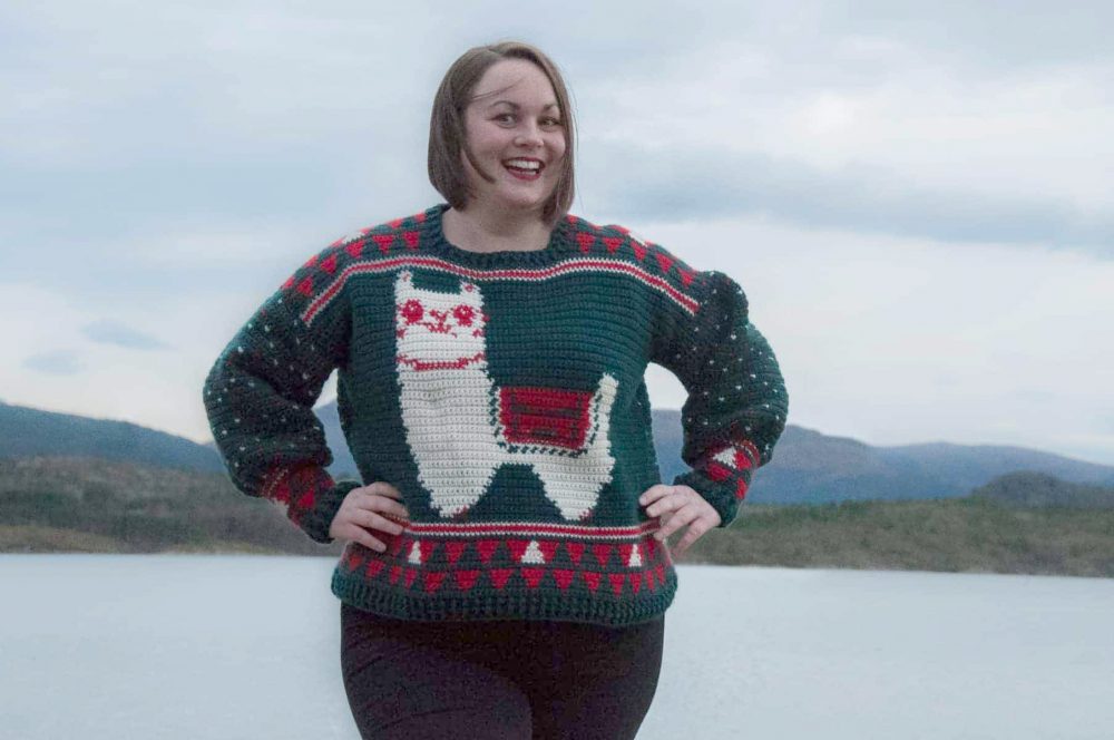 Alpaca My Holiday Sweater - Here are 13 free crochet sweater patterns for the holiday season, including adorable outfits for baby, and out-of-this-world ugly Christmas sweaters! #freecrochetsweaterpatterns #crochetpatterns #crochetsweaters