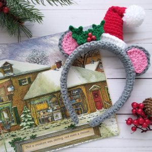 Holiday Mouse Headband - This list of free crochet patterns has some fun Christmas decorations that will deck your halls and bring jolly to your days! #crochetpatterns #christmascrochetpatterns #holidaycrochetpatterns