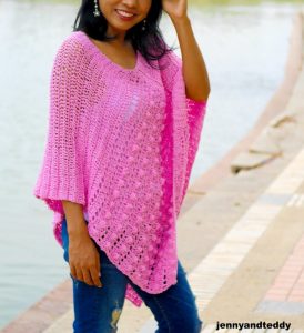 Bubble Gum Easy Crochet Poncho - These free crochet poncho patterns may be used this winter, but many of the designs here can also work up to spring and even on a cool summer day! #freecrochetponchopatterns #crochetponcho #crochetpatterns