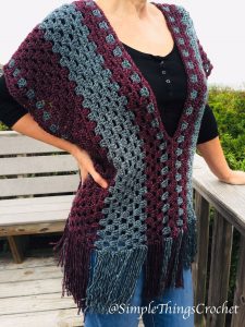 Misty Morning Poncho Top - These free crochet poncho patterns may be used this winter, but many of the designs here can also work up to spring and even on a cool summer day! #freecrochetponchopatterns #crochetponcho #crochetpatterns