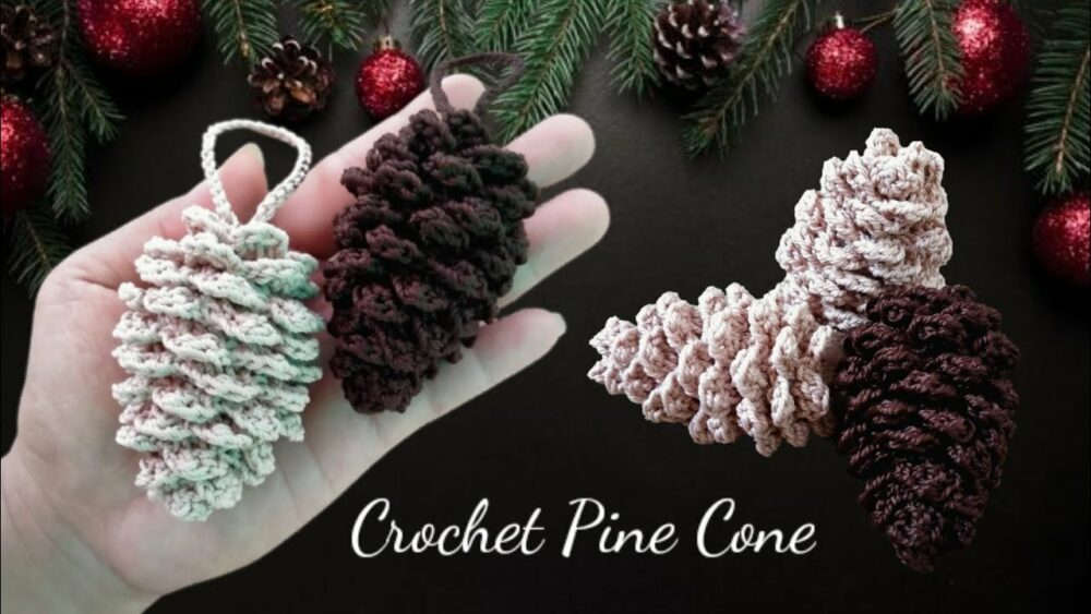 Crochet Pine Cone Christmas Ornaments