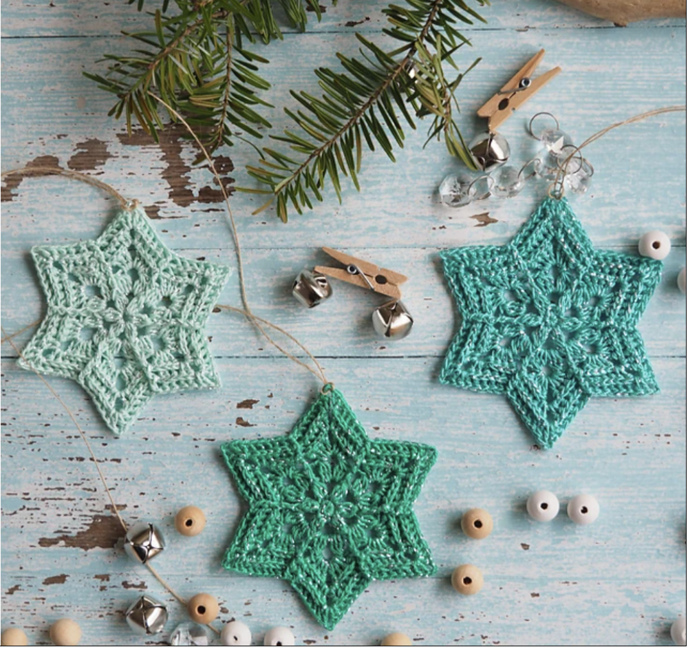 Crochet Flower Star Snowflakes