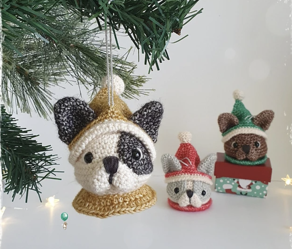Frenchie Christmas Crochet Baubles