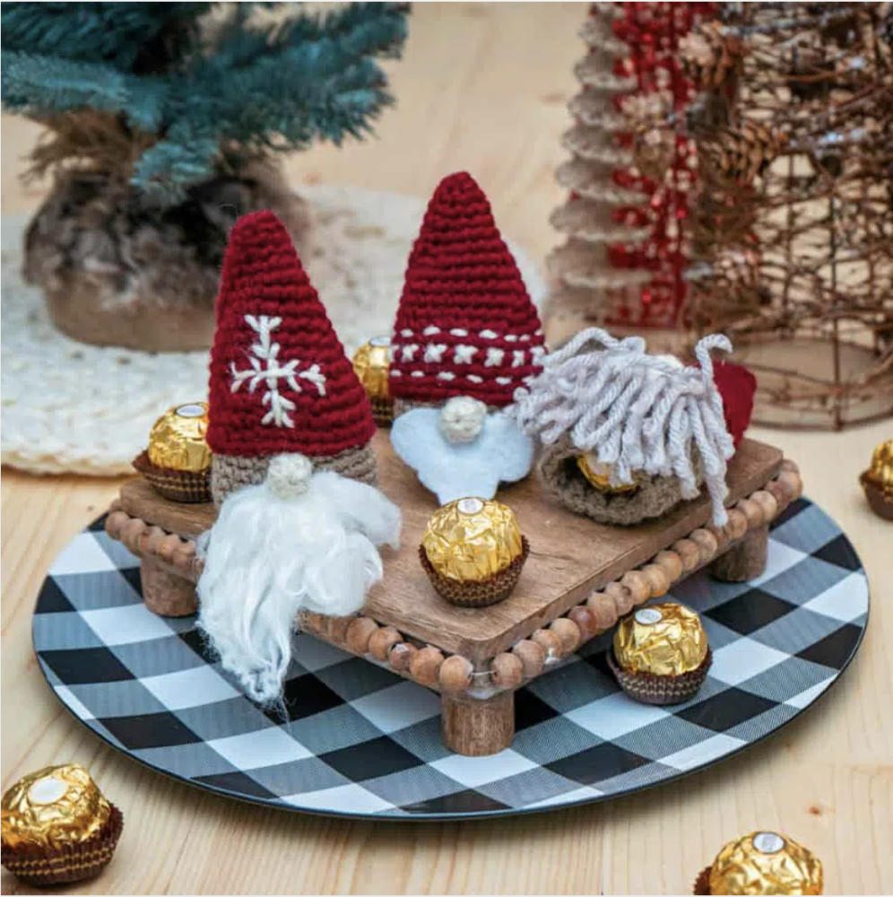 Crochet Gnomes on a table