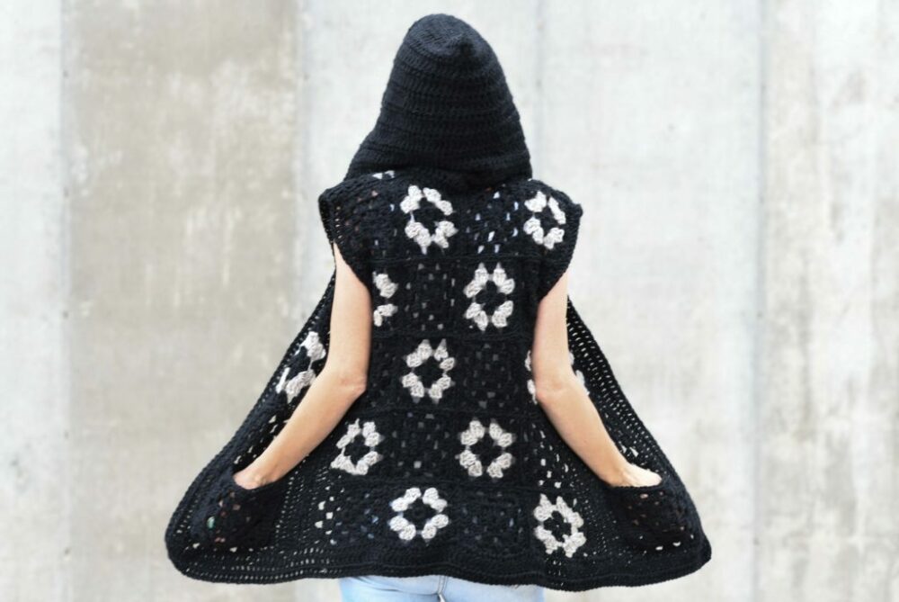 Crochet Hooded Granny Square Vest

