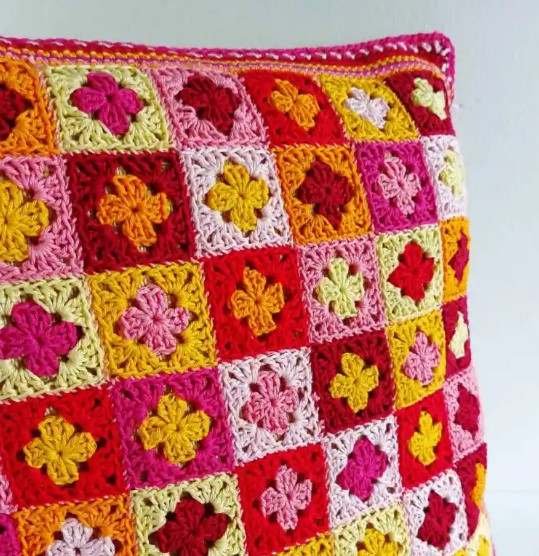 Mini Granny Crochet Pillow