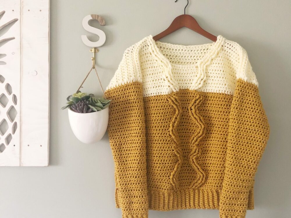 Bulky Cable Crochet Sweater 