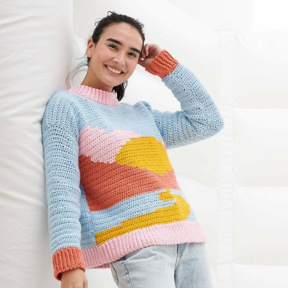 Caron Crochet Landscape Sweater