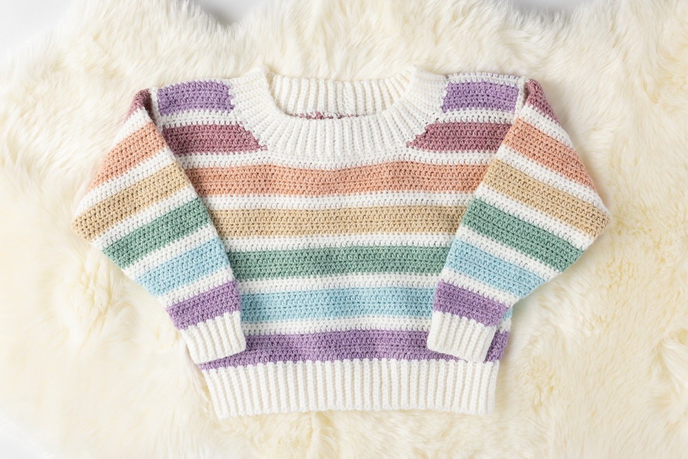 Heathered Rainbow Crochet Pullover