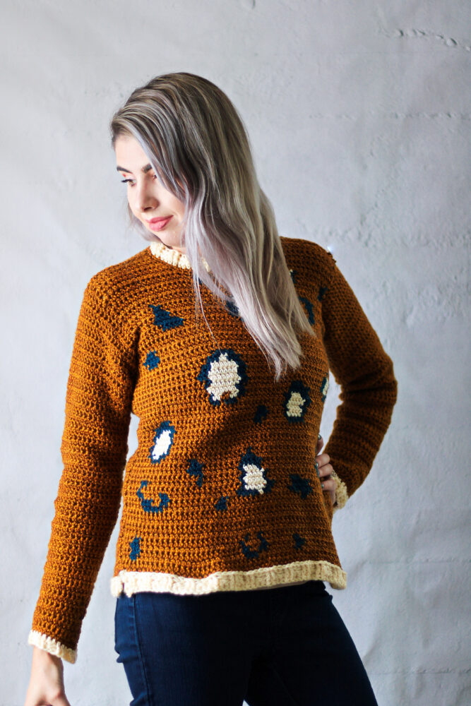 Lee's Leopard Print Crochet Pullover