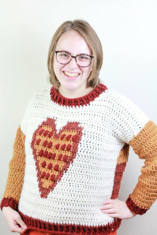 Pizza My Heart Crochet Sweater