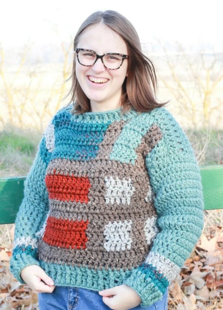 Tartan Plaid Crochet Sweater