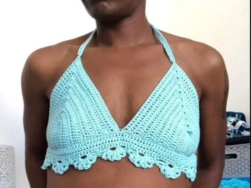 woman wearing bralette crochet with lace