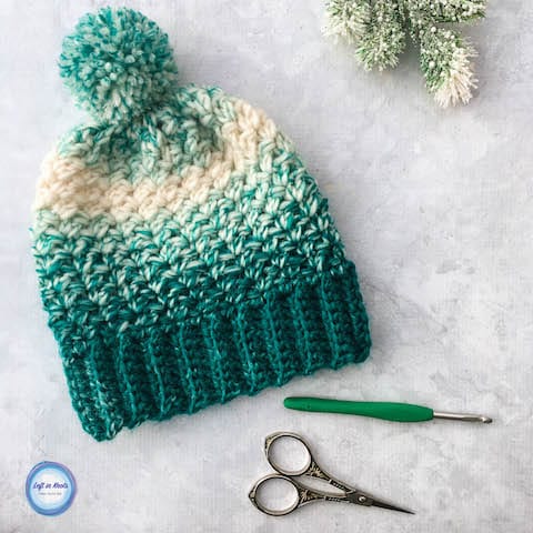 Snowball Slouch Crochet Hat 