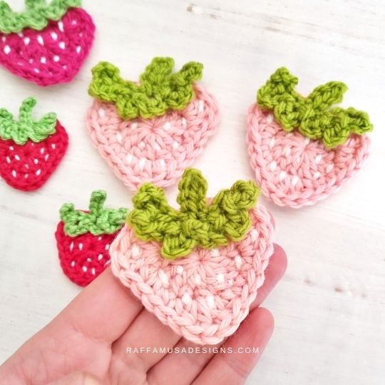 Crochet Strawberry Appliqué 