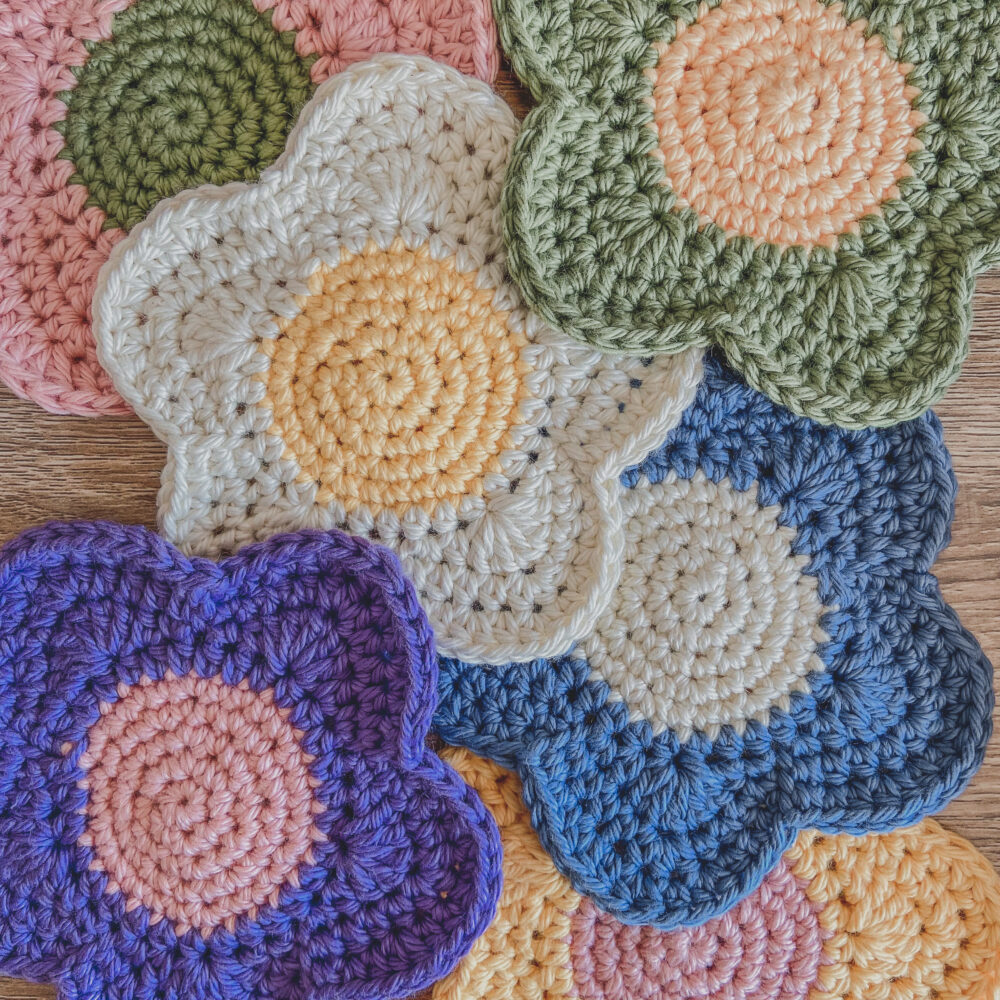 Beginner-Friendly Daisy Flower Crochet Coasters
