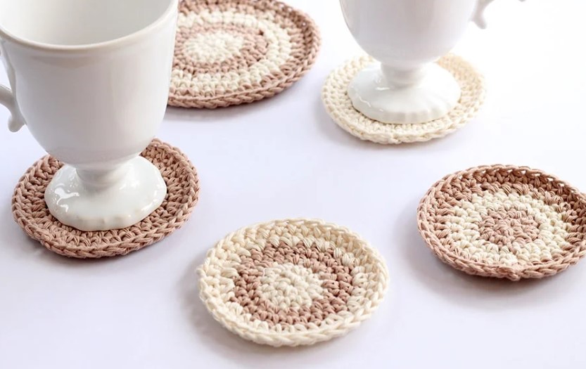 Striped Crochet Coasters