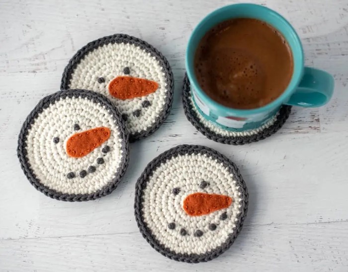 Crochet Snowman Coasters