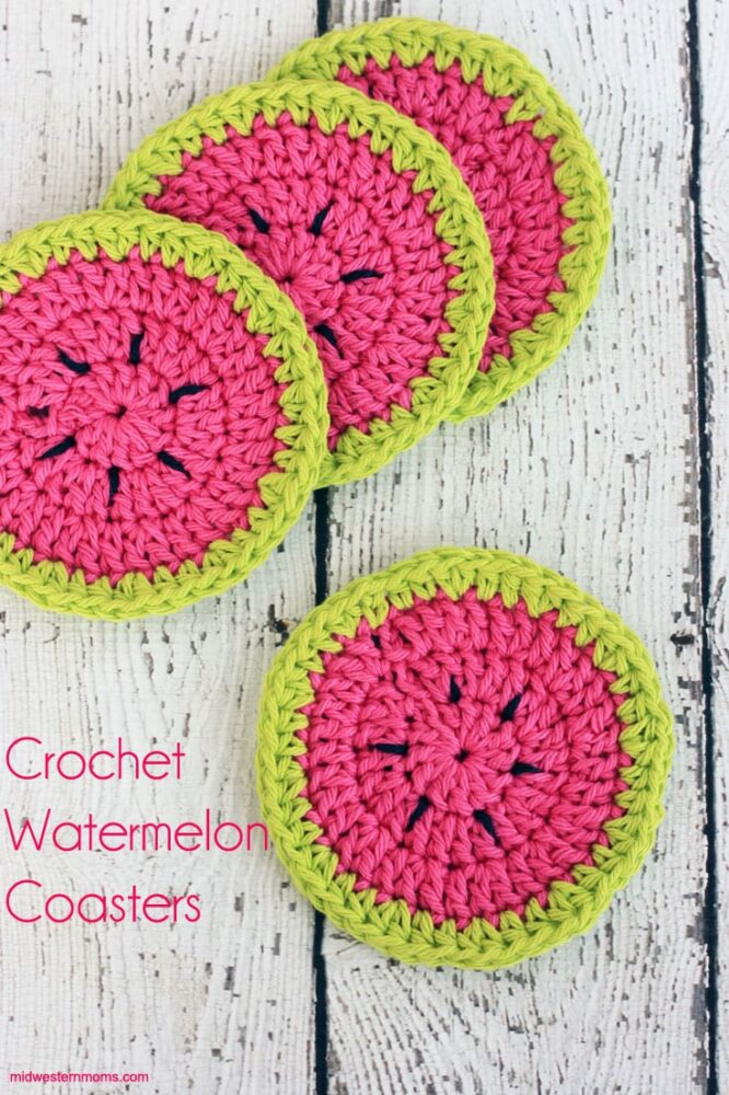 Crochet Watermelon Coasters