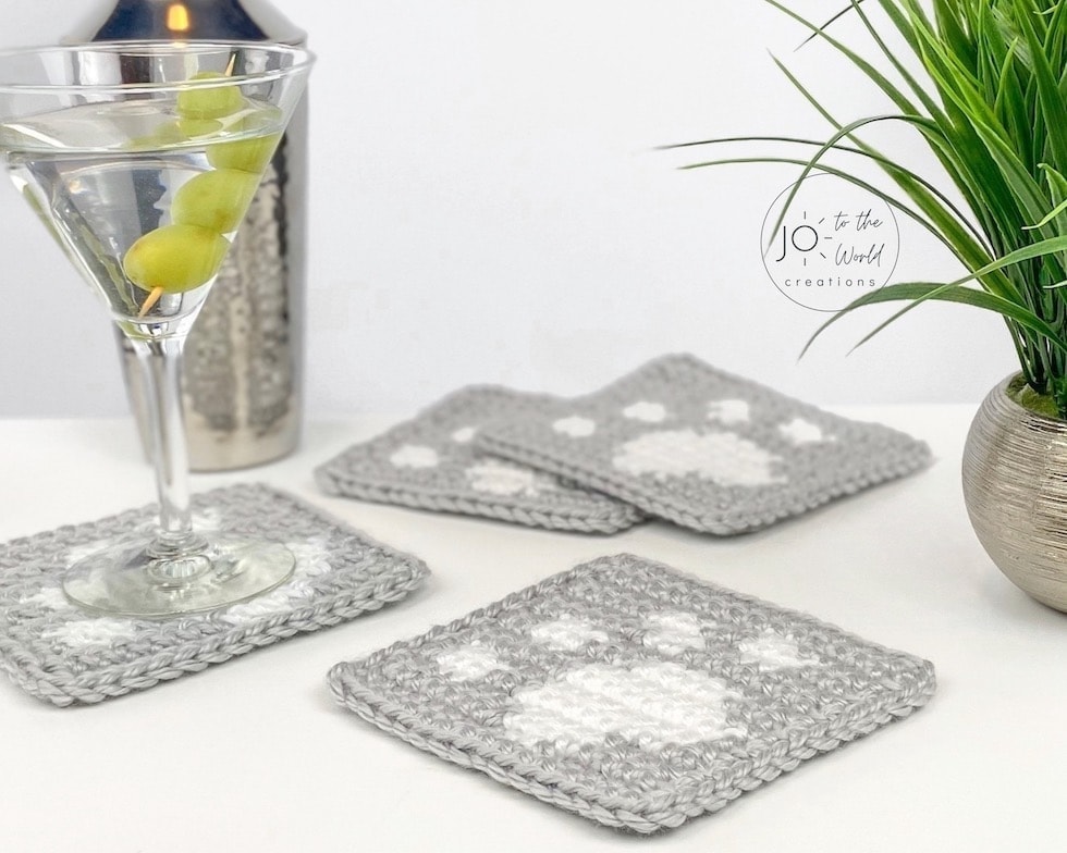 Paw Print Crochet Coasters