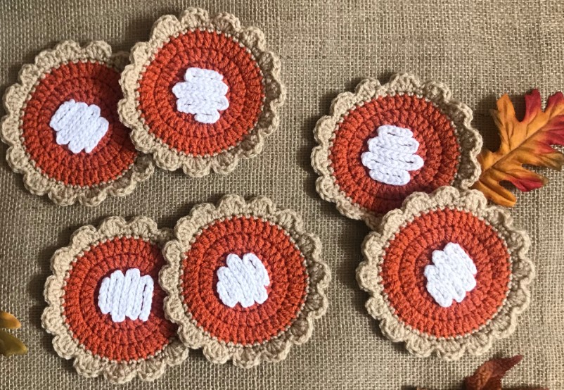 Pumpkin Pie Crochet Coasters