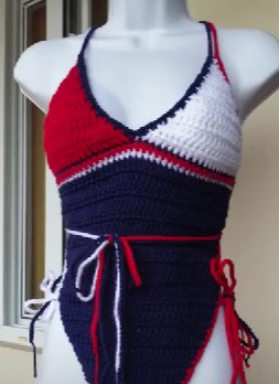 Tommy Hilfiger Inspired Crochet Monkini 