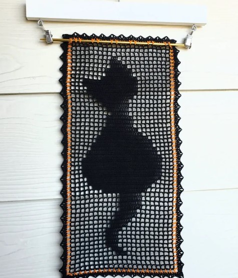 Crochet Black Cat Crochet Table Runner