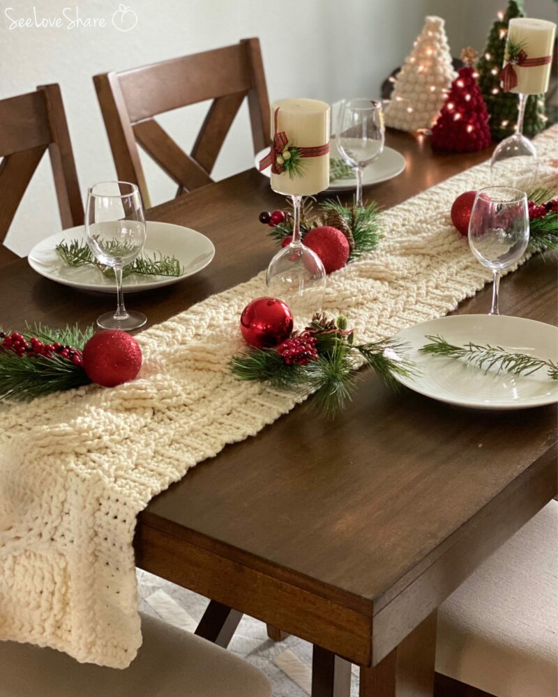 Rustic Crochet Cable Table Runner