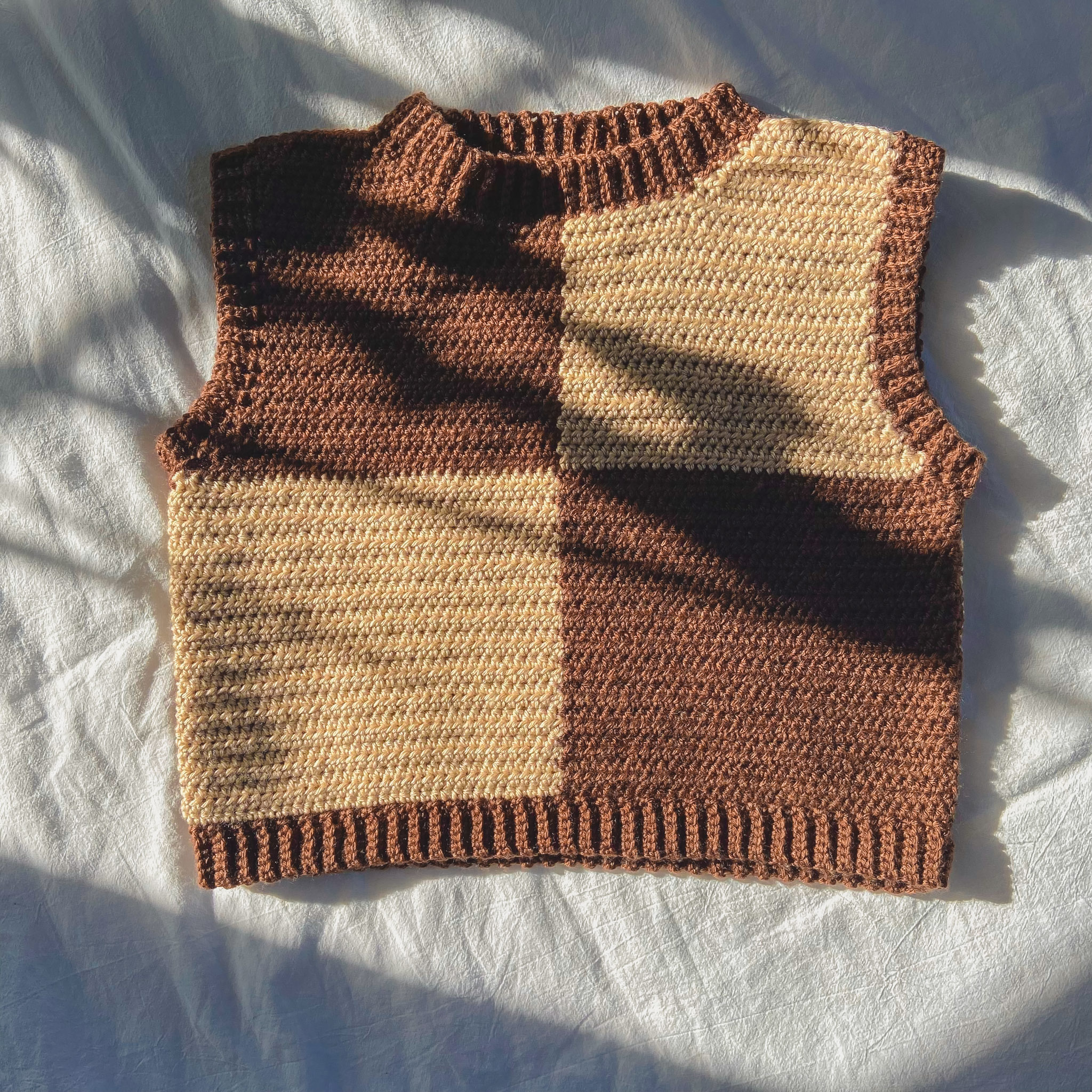 Crochet Checkerboard Sweater Vest